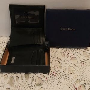 Club room tri fold men's leather wallet with ID